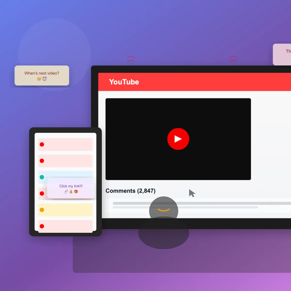 Content creator managing social media comments with confidence